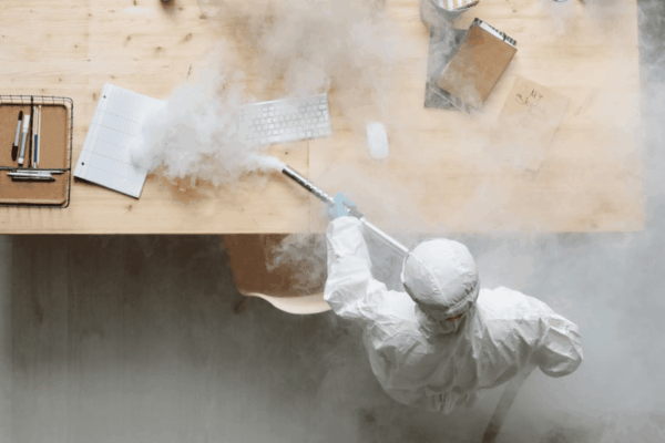 A person cleaning the office