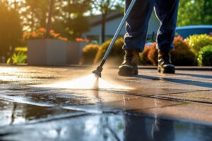 Professional pressure cleaning at a Canberra property