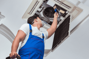 A man doing repair in a home